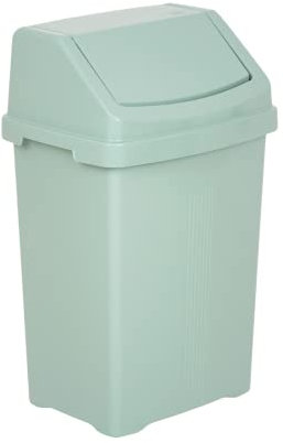 Celino® Poubelle en plastique avec couvercle basculant 25 l pour la maison, la cuisine, le bureau (sauge argentée)