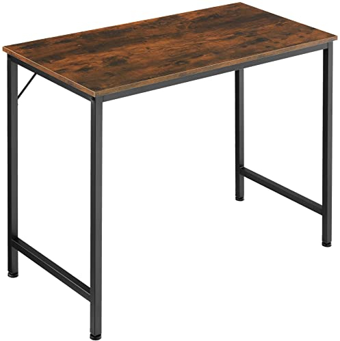 tectake® Schreibtisch, Computertisch, Bürotisch, PC Tisch, Möbel für Arbeitszimmer, Home Office, Büro, Kleiner Schreibtisch, Tischgestell mit Tischplatte - Industrial Holz dunkel, rustikal, 80 cm