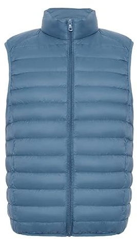PengGengA Lätt pufferväst för män, kroppsvärmare, quiltad väst, dunväst, vinter, varm, ärmlös jacka, kappa, hel dragkedja, ytterkläder, Blå (Haze blå), M