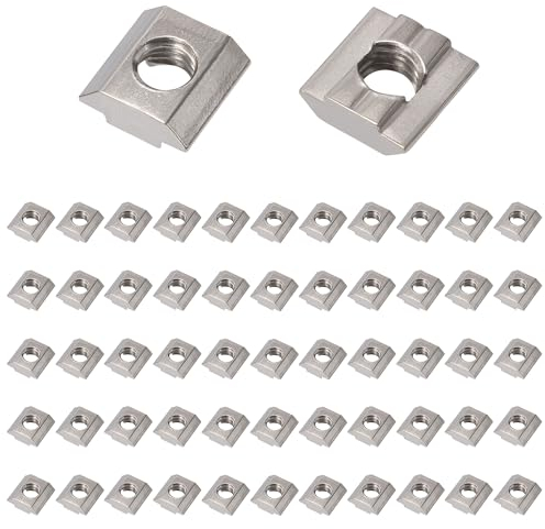 GUNGY Tuercas Deslizantes M8 Tuercas Ranuradas Tuerca de Ranura en T Tuercas Correderas de Acero Carbono para Perfiles de Aluminio 30 Serie 50 Piezas