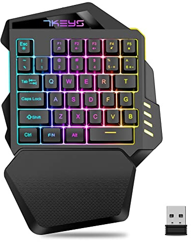 Knadgbft One Hand Mechanical Wireless Gaming Keyboard RGB Backlit Portable Mini Keyboard Game Controller for PC Gamer