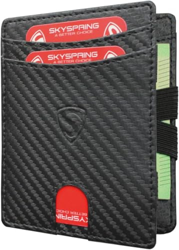 SKYSPRING Magic Wallet - Flip Geldbörse Herren - Kartenetui mit Münzfach - RFID Geldbeutel - Smart Wallet Portemonnaie (Carbon, Münzfach-L)