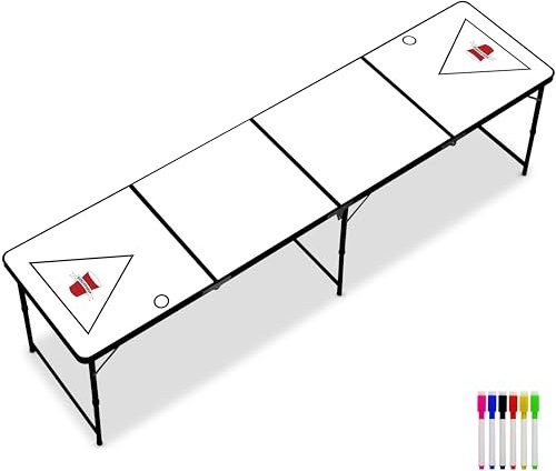 RedCupShop® Bierpong Tisch 'Zum Selbst Gestalten' | Tisch mit Markern & Stiften | Klappbar, Tragbar & Wasserabweisend | Kreatives Partyspiel für Erwachsene