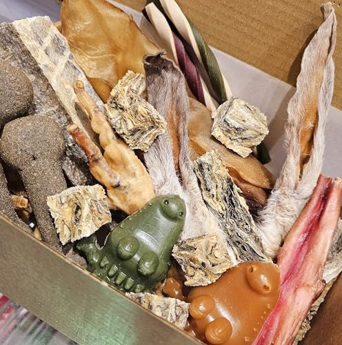 LOW FAT Dog Treats, Box of Chews under 6% Fat. Natural, Healthy Dog Treats. 27 Treats. Dental chews for dogs, Buffalo, Fish, Chicken, Rabbit, Beef, Charcoal Dog Biscuits.