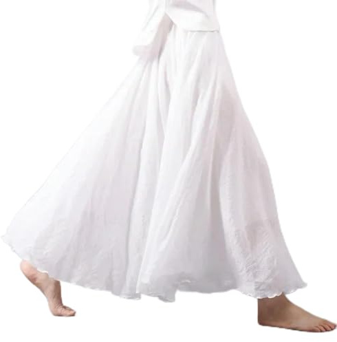 PFKXQBXC Long Skirt Fashion A-Line Linen Skirt Ladies Clothing Linen Maxi Skirt Pleated Vintage Maxi Long Casual Beach Skirt