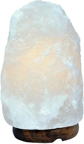 ARA CHOICE Himalayan Salt Lamps 3-5 KG - The Original Natural Himalayan Salt Lamps - Lamp with Wooden Base - Salt Rock Lamp for Bedside Lamps, Home Décor, Night Light & Gifts (White)