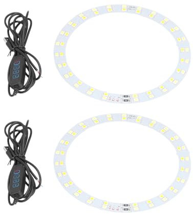 2PCS Anneaux Lumineux, 3V-5V LED Anneaux Lumineux 10W Lampe de Maquillage Anneaux alimentés par USB Plaque Lumineuse avec éclairage 2 Couleurs Froid et Chaud pour l'éclairage