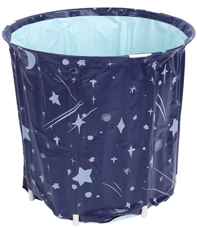 Baignoire portable, Baignoire pliable d'intérieur et d'extérieur en PVC épais 27.6x26.8in, Bain de glace et bain à remous polyvalent autoportant pour petits espaces (Étoile Lune