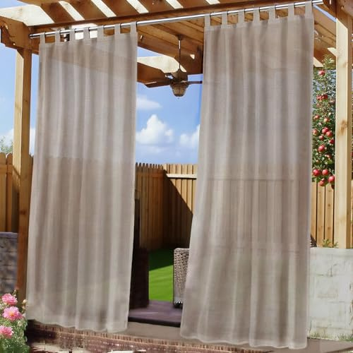 Newthinking Outdoor Vorhang Wetterfest 2er Set, Outdoor Vorhang Sonnenschutz Mit öSen FüR Gardinen Pavillon Terrasse, 213x132 cm(HöhexBreite)