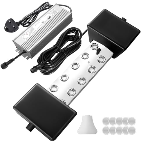 Ultrasonic Fogger 10 Head Ultrasonic Mist Maker, 7000ml/h 350W Mist Maker Fogger with Buoy Halloween Decoration IP67 Waterproof Power Supply for Pond Garden Lawn Rockery Greenhouse (10 Head)