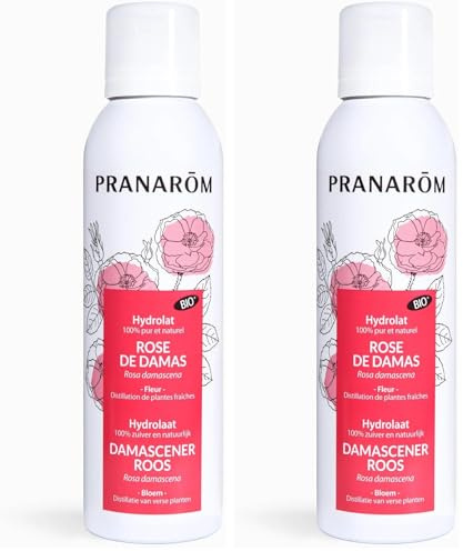 PRANARÔM - Eau Florale de Rose de Damas BIO – Tonifiant, Ravive l'éclat de la peau - Hydrolat 100% Pur et Naturel - 150 ML (Lot de 2)