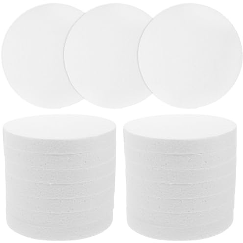 HINTRMENT 16 Pezzi Disco Schiuma Rotondo Bianco 15 Cm X 2 Cm, Vassoio Decorativo per Torta Fai da Te, Accessorio Artigianale per Lavori Creativi e Decorazioni Festa