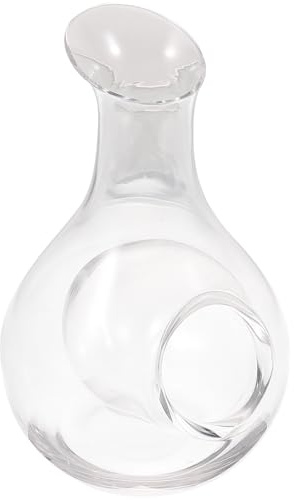 Healvian Caraffa per Vino Giapponese in Vetro da 385ml Design Concavo, Effetto Raffreddante e Facile Osservazione, per Acqua e Vino in Ogni Contesto