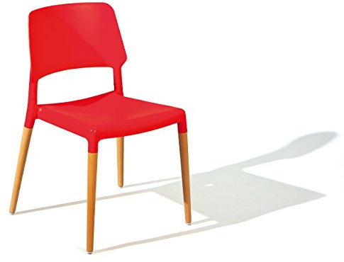 Inter Link 30200952 Stuhl Tilde, PP Füsse in Buche 4 Stck, 51,5 x 53,5 x 79 x 5 cm, rot