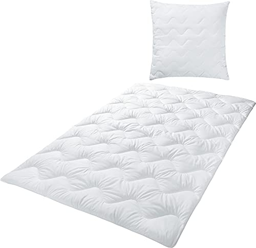 Erwin Müller Kinder-Bett-Set 2-TLG. weiß Größe 135x200 cm (80x80 cm), Bettdecke, Kissen - anschmiegsam, feuchtigkeitsregulierend, hygienisch und pflegeleicht