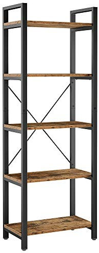 IRONCK Bookshelf, 5-Tier Industrial Ladder 110 lb per Shelf, Vintage Brown