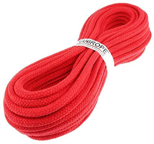 Kanirope bomullsrep COBRRAID 6 mm 50 m färg röd 16-faldig flätad