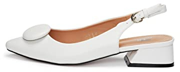 Rio Fiore Pumps, damslingpumps, 4 cm blockklack, mjuk mockaimitation/konstläder, bekväma pumps med klack, vit/svart/vinröd/beige/blå/gul/taupe, Slingbacks, ryggrem, ML682-0716, Vit, 38 EU smal