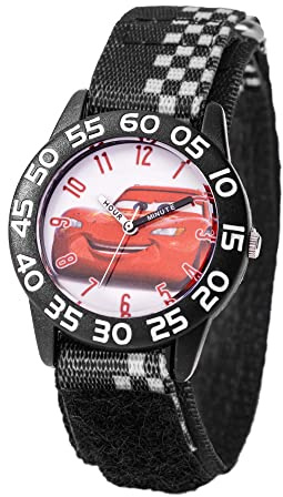 Disney Pixar Cars 3 Montre analogique à quartz avec bracelet en nylon pour enfants, noir, noir, noir, Bracelet