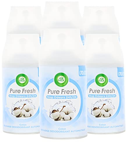 6 x Air Wick Pure Fresh Coton Baumwolle Nachfüller je 250ml Beseitigt Gerüche