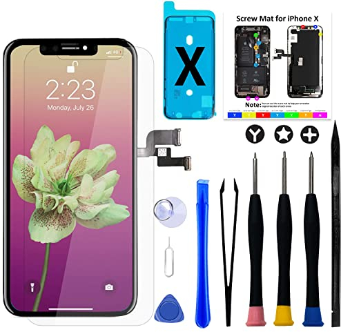 Brinonac für iPhone X Display Ersatzset, 5,8 Zoll Bildschirm Full HD Retina LCD Display COF Touchscreen Digitalisierer Montageset
