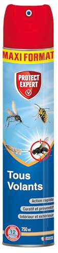 PROTECT EXPERT Aérosol Anti Insectes Volants - 750ml - Insectes Volants - Action Curative & Préventive - Foudroyant - Prêt A L'Emploi VOL750