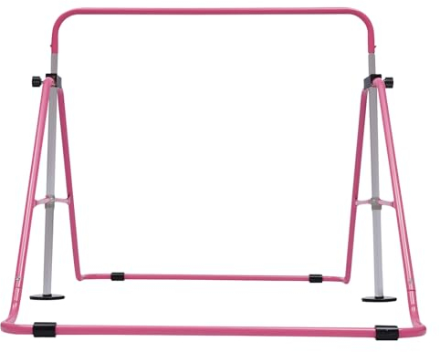 Tagtuell Kinder Turnreck, Outdoor Reck Horizontale Training Bar Schwebebalken Höhenverstellbar, Reck Stange zum Turnen für Mädchen Jugendliche, Max. Belastbarkeit 220 LBS, Pink