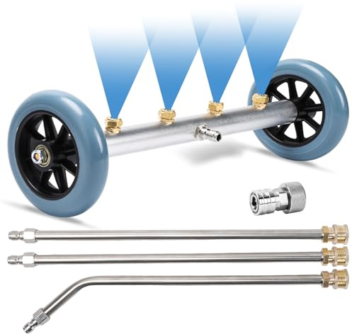 Undercarriage Pressure Washer Attachment, 16 Inch Undercarriage Cleaner, Under Car Pressure Washer Attachment with 3 Pcs Extension Wand, 4000 PSI