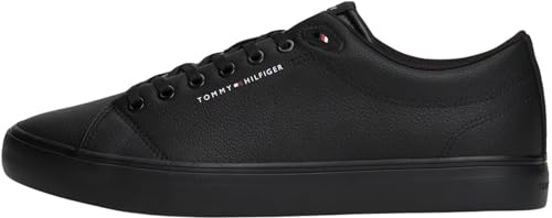 Tommy Hilfiger Uomo Sneakers Vulcanizzate Core Low in Pelle, Nero (Black), 45