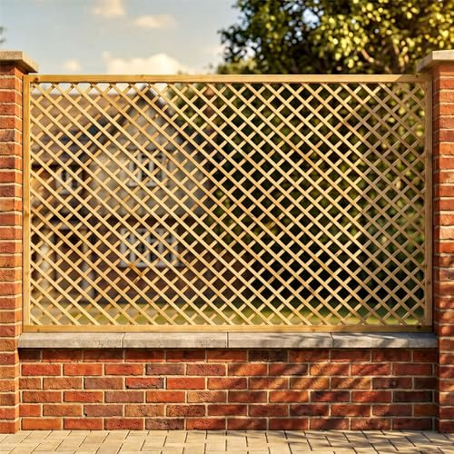 Diamond Fence Panel 6ft x 4ft Framed Garden Trellis Wooden Screen 3pk