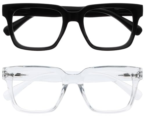 OPULIZE ERA Blue Light Glasses for Women & Men-Clear Lens-Anti-Reflective & Anti-Glare-UV400 Protection-Oversized Frame-Computer & Screen Glasses(Pack 2 of with 2 Pouches)
