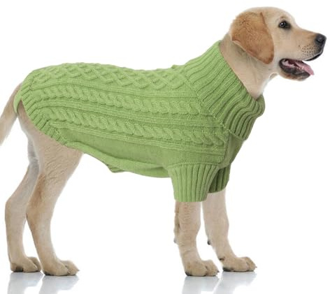 LiebeDD Jersey Perro Pequeño Mediano o Grande - Suéter Navidad para Perros Clásico Sueter Caliente Perro, Ropa Abrigo Punto Perros Jersey Rottweiler y Labrador(XL Verde Hierba)