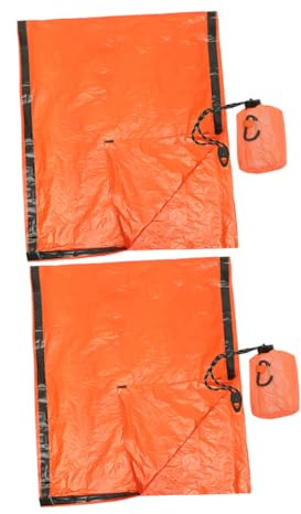 TOYANDONA Lightweight Thermal PE Aluminum Film Sleeping Bag with Drawstring Sack Portable Emergency Survival Bivouac Sack for Adults Camping and Travel