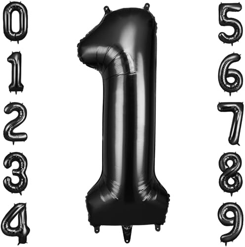 OFFCUP Helium Balloons, 40 Inches Number Balloons 1, Foil Birthday Balloon for Birthday Wedding Party Decorations Celebration Supplies (Black)