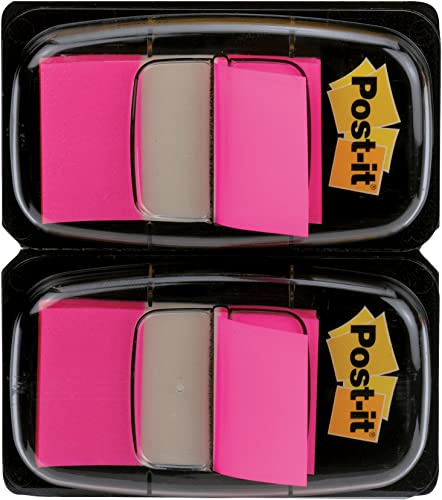 Post-it Index Flags, Medium, Pink, 2 Dispensers 25.4 mm x 43.2 mm, 100 Flags - To Mark, Highlight or Color Code Important Information