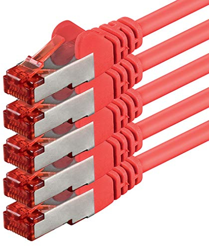 1aTTack.de 5x 1m - Cat 6 Netzwerk-Kabel Patch-Kabel Cat6 RJ45 SFTP - Rot