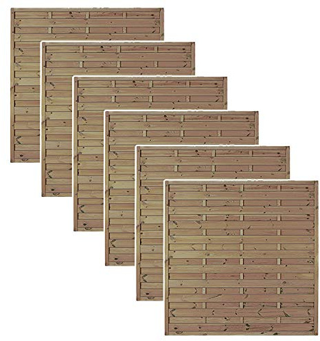 Sichtschutzzaun 6er Set 180x180 cm – Lamellenzaun Berlin aus druckimprägniertem Kiefer/Fichte, Holz-Zaunelemente blickdicht, ca. 10,8 m
