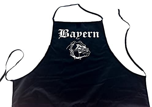 Bayern (Bulldogge / Hund); Städte Schürze (Latzschürze - Grillen, Kochen, Berufsbekleidung, Kochschürze), schwarz