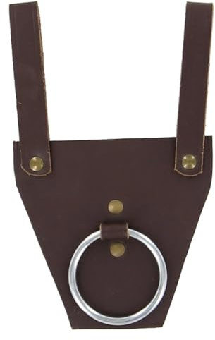 Armory Replicas - Ring Leather Universal O-Ring Medieval Style Axe Holder Belt Frog - Hand Crafted Genuine Leather Costume Weapon Holster Holder