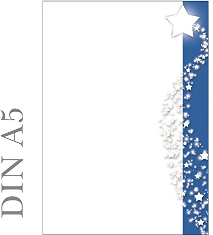 Briefpapier Motivpapier Sterne im blauen Banner 100 Blatt DIN A5 90 g/m² ACHTUNG Format DIN A5-5853-A5