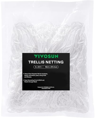 VIVOSUN Filet de Treillis pour Plantes de 1.5 x 9.1 m, Filet de Culture en Polyester Robuste pour Jardin avec Maille Carrée pour Plantes Grimpantes, Légumes, Fruits et Fleurs, 1 Paquet
