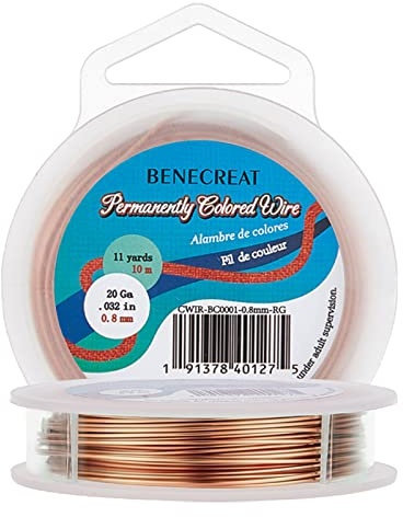 BENECREAT 20Gauge (0.8mm) fil de cuivre résistant à la ternissure Fil de perles de bijoux 10M/11Yard