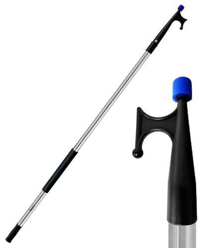 RainierSupplyCo Boat Hook with Telescoping Extension Push Pole for Docking & Mooring - Extends from 4.5 to 8 ft - Floating & Lightweight Boating Pole with Nylon Tip & Threaded End for Boat Accessories