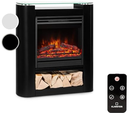 Klarstein Chimenea Electrica Pared, Estufa sin Leña de Interior, Chimeneas Electricas Decorativas 1800W, Llama LED, Chimenea Decorativa Falsa, Mando a Distancia, Temporizador, con Efecto Real Troncos
