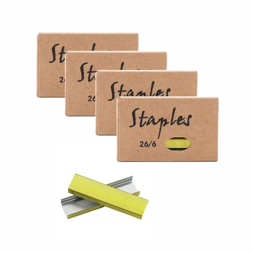 Yellow Gold 26/6 Standard Staple Set 12mm Width 1000/Box 4 Boxes/Pack 4000 Count Staples for Office School Home Stapler Stapling Refills (4 Boxes Yellow Gold)