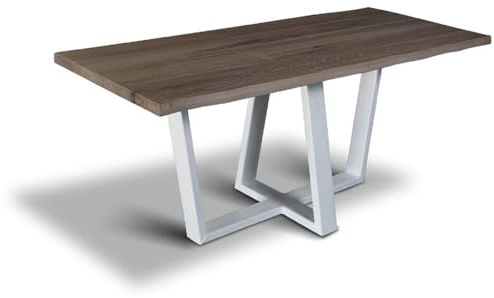 Casa Padrino Luxus Massivholz Esstisch mit Stahlbeinen Größen - Küchentisch in rustikaler Optik - Rustikale Massivholz Esszimmer Möbel, Tisch Grösse:240 x 100 cm, Farbe Tischplatte:Bestwood Grey