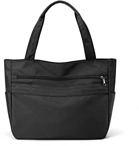 CORIOS Bolso de Mano para Mujer Bolsas de Nylon Impermeable Bolso de Hombro Bolsa de Ocio Bolso Shopper Multifuncional Bolso Tote para Viajes Compras Citas Trabajo Negro