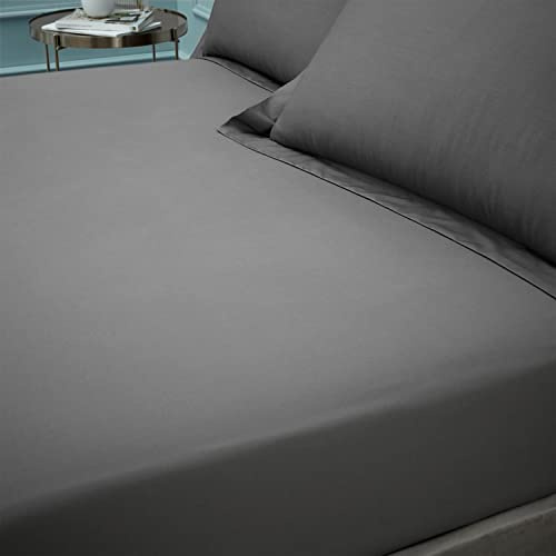 Bianca Fine Linens Bedroom 180 Thread Count Egyptian Cotton Single Fitted Sheet 34cm Depth Charcoal Grey