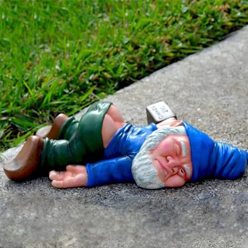 Drunk Garden Dwarf,Statue de Nains de Jardin Ivre de 15 cm Nain de Jardin Statue de Jardin Extérieur Statue Drunk Dwarf Décoration en Résine pour le Jardin et le Bureau Cadeaux pour Deco Extérieur