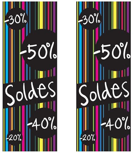 Affichesstore 30116 - Kit 2 Affiches Soldes L42 H115 cm - 20% 30% 40% 50% - Papier 170g. - Encres Brillantes - Qualité Sérigraphie